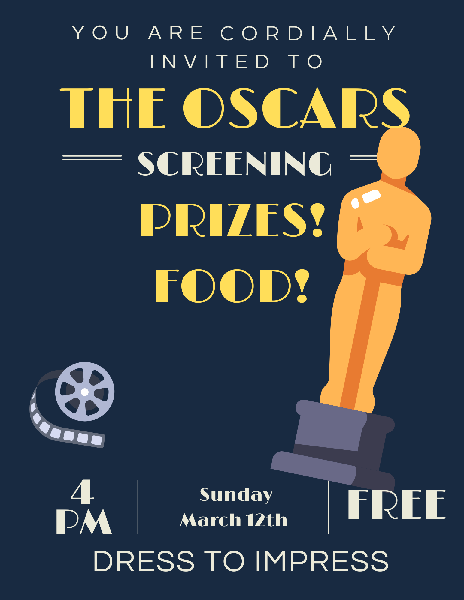 IV Arts Presents the Oscars Screening on Sunday, March 12th in TDW 2600